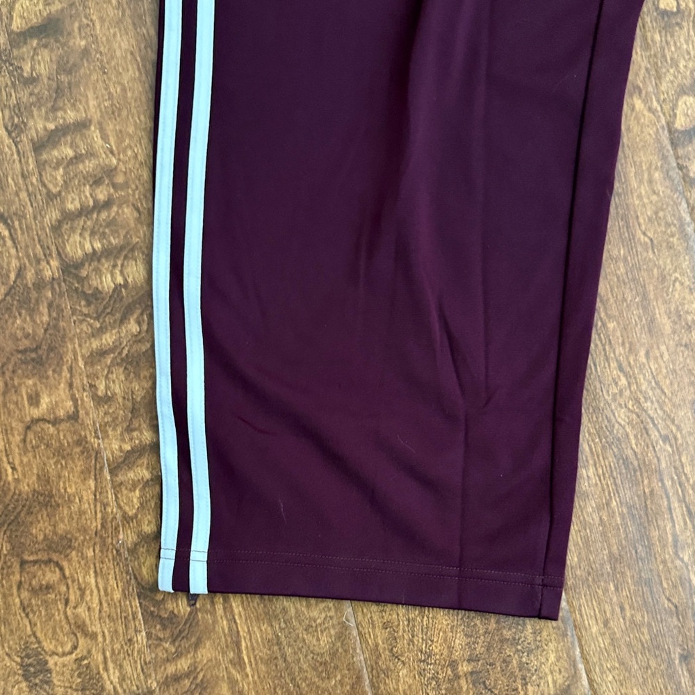 Adidas Maroon Trefoil Track Pants with White Stripes Size M - Picture 9 of 16